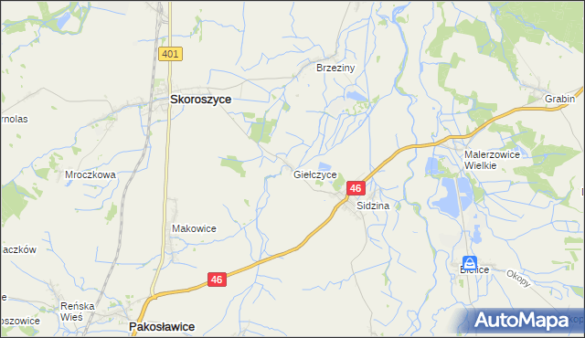 mapa Giełczyce, Giełczyce na mapie Targeo