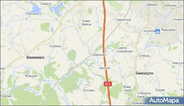 mapa Giezkowo, Giezkowo na mapie Targeo