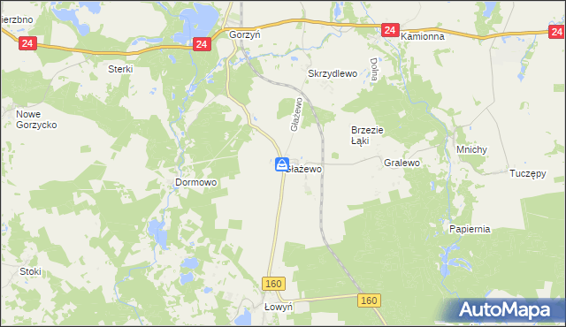 mapa Głażewo gmina Międzychód, Głażewo gmina Międzychód na mapie Targeo