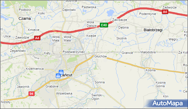 mapa Głuchów gmina Łańcut, Głuchów gmina Łańcut na mapie Targeo