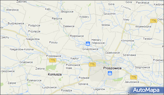 mapa Gniazdowice, Gniazdowice na mapie Targeo