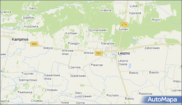 mapa Grądy gmina Leszno, Grądy gmina Leszno na mapie Targeo