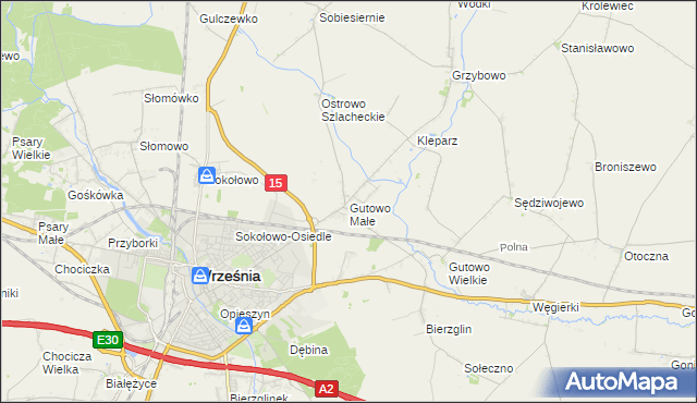 mapa Gutowo Małe, Gutowo Małe na mapie Targeo