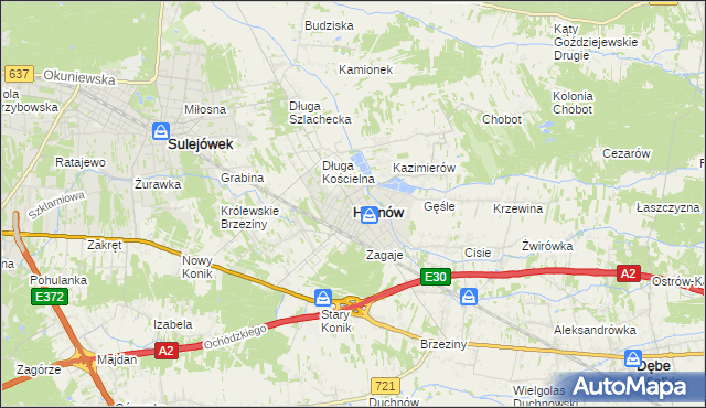 mapa Halinów powiat miński, Halinów powiat miński na mapie Targeo