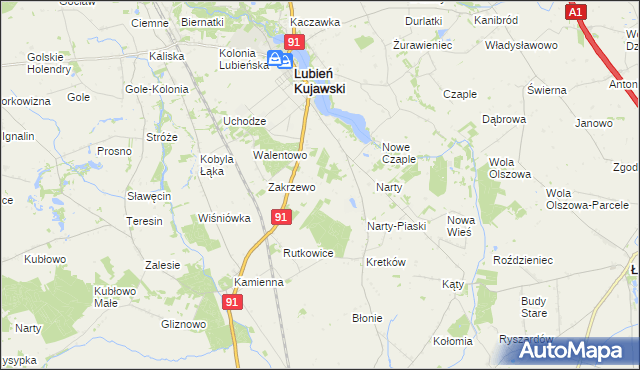 mapa Henryków gmina Lubień Kujawski, Henryków gmina Lubień Kujawski na mapie Targeo