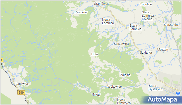 mapa Huta gmina Bystrzyca Kłodzka, Huta gmina Bystrzyca Kłodzka na mapie Targeo
