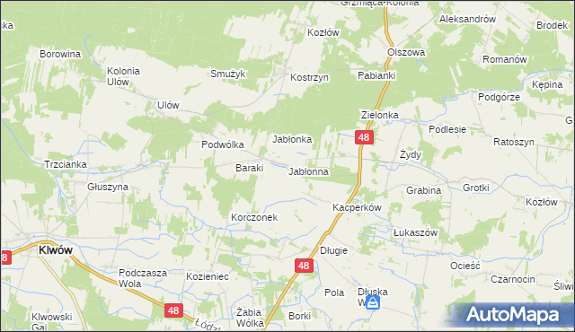 mapa Jabłonna gmina Wyśmierzyce, Jabłonna gmina Wyśmierzyce na mapie Targeo