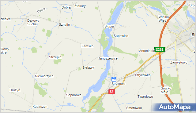 mapa Januszewice gmina Granowo, Januszewice gmina Granowo na mapie Targeo
