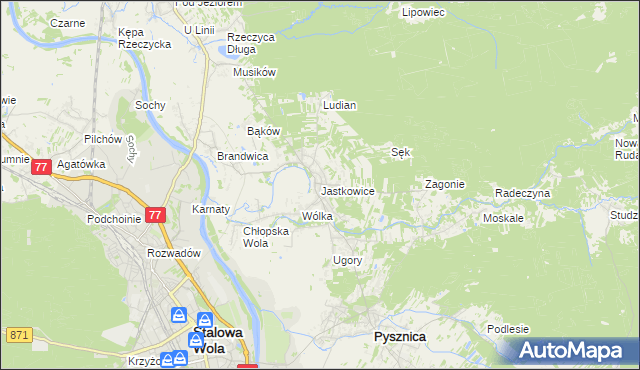 mapa Jastkowice, Jastkowice na mapie Targeo