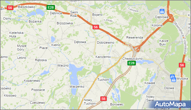 mapa Karczemki gmina Szemud, Karczemki gmina Szemud na mapie Targeo