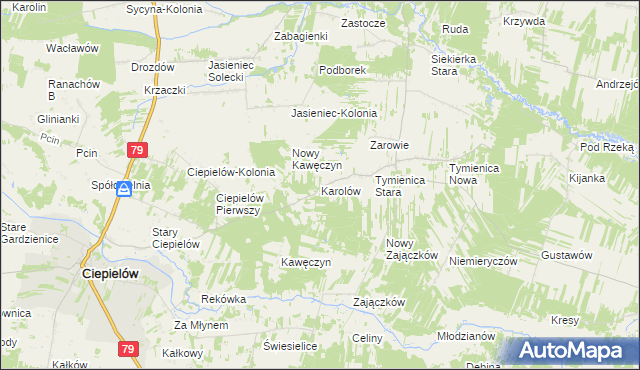 mapa Karolów gmina Chotcza, Karolów gmina Chotcza na mapie Targeo