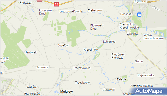 mapa Krzesimów, Krzesimów na mapie Targeo