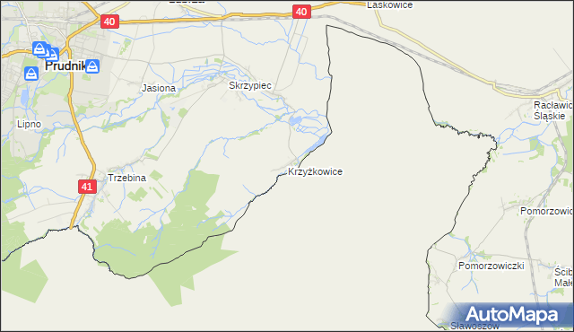 mapa Krzyżkowice, Krzyżkowice na mapie Targeo