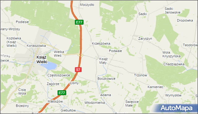 mapa Książ Mały, Książ Mały na mapie Targeo