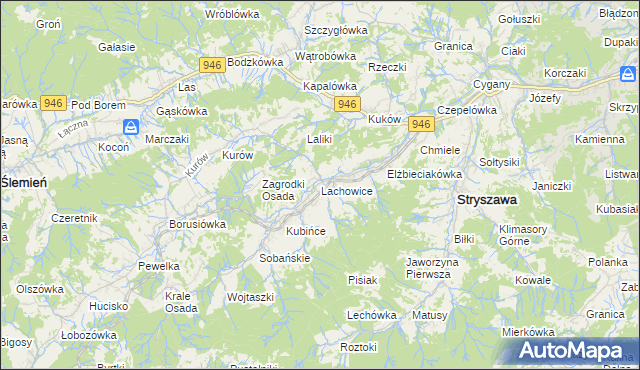 mapa Lachowice, Lachowice na mapie Targeo