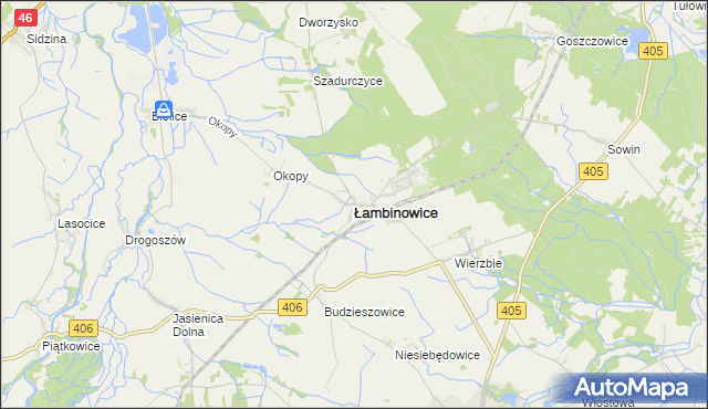 mapa Łambinowice, Łambinowice na mapie Targeo