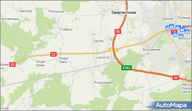 mapa Lasocice gmina Święciechowa, Lasocice gmina Święciechowa na mapie Targeo