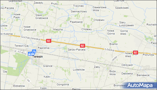 mapa Lisice gmina Teresin, Lisice gmina Teresin na mapie Targeo