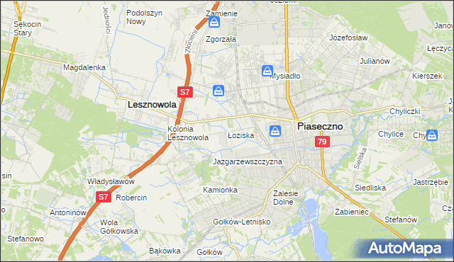 mapa Łoziska, Łoziska na mapie Targeo
