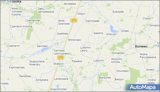 mapa Lubomin Leśny, Lubomin Leśny na mapie Targeo