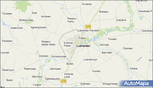 mapa Lubraniec, Lubraniec na mapie Targeo