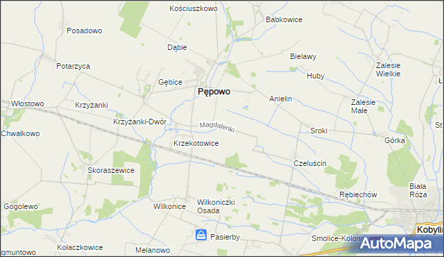 mapa Magdalenki gmina Pępowo, Magdalenki gmina Pępowo na mapie Targeo