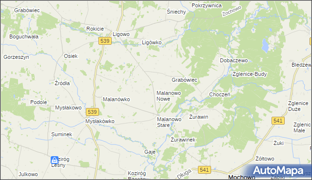 mapa Malanowo Nowe, Malanowo Nowe na mapie Targeo