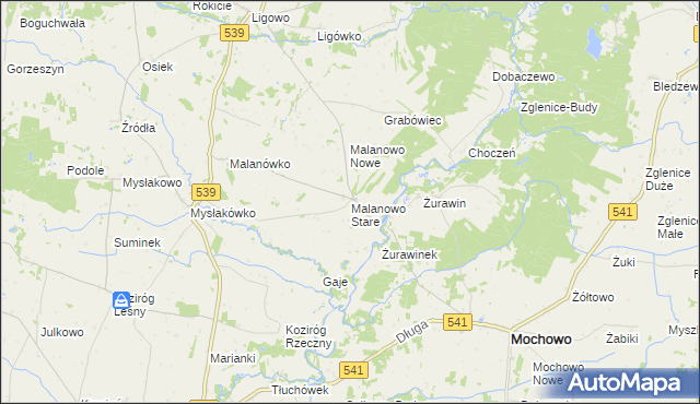 mapa Malanowo Stare, Malanowo Stare na mapie Targeo