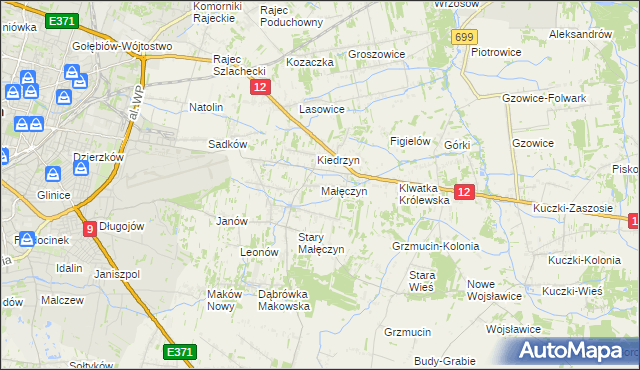 mapa Małęczyn gmina Gózd, Małęczyn gmina Gózd na mapie Targeo