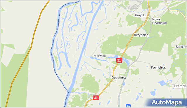 mapa Marwice gmina Widuchowa, Marwice gmina Widuchowa na mapie Targeo