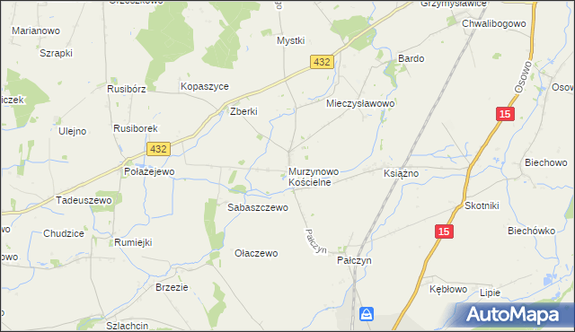 mapa Murzynowo Kościelne, Murzynowo Kościelne na mapie Targeo