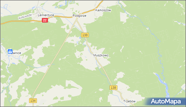 mapa Muszkowo, Muszkowo na mapie Targeo