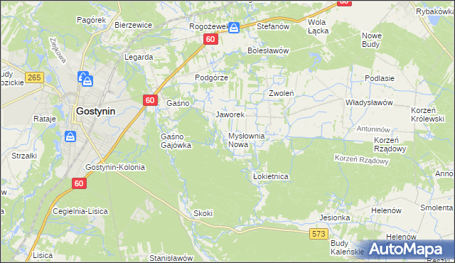 mapa Mysłownia Nowa, Mysłownia Nowa na mapie Targeo