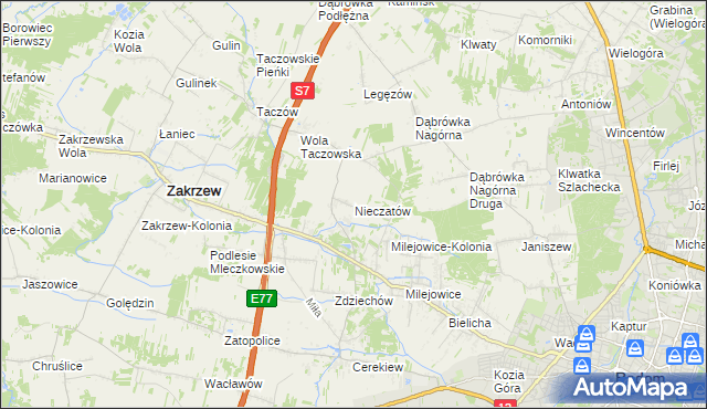 mapa Nieczatów, Nieczatów na mapie Targeo
