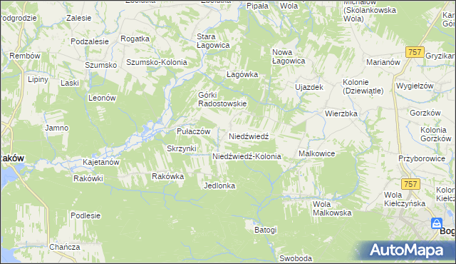 mapa Niedźwiedź gmina Bogoria, Niedźwiedź gmina Bogoria na mapie Targeo