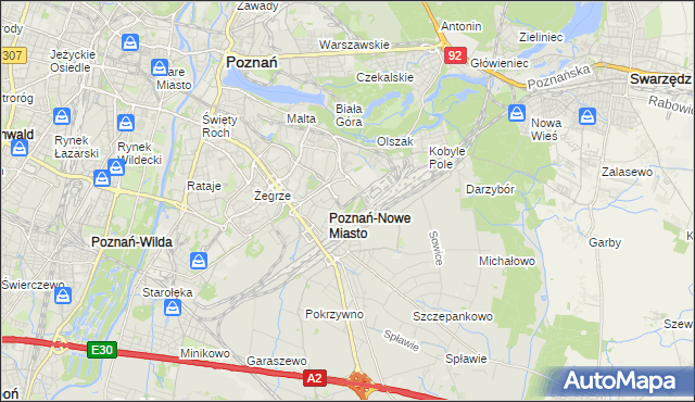 mapa Nowe Miasto gmina Poznań, Nowe Miasto gmina Poznań na mapie Targeo