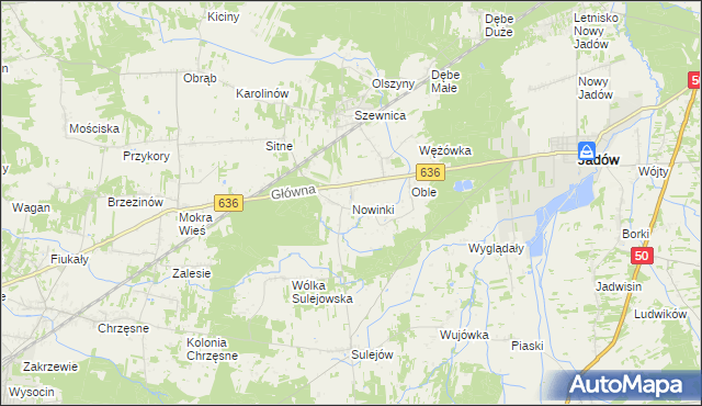 mapa Nowinki gmina Jadów, Nowinki gmina Jadów na mapie Targeo