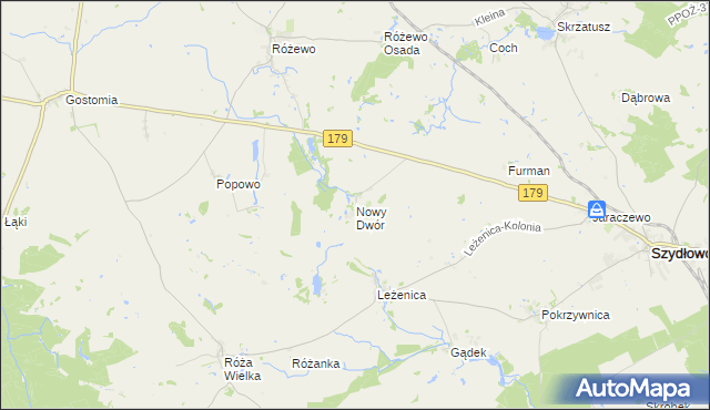 mapa Nowy Dwór gmina Szydłowo, Nowy Dwór gmina Szydłowo na mapie Targeo
