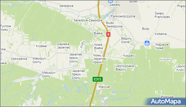 mapa Nowy Jasieniec Iłżecki, Nowy Jasieniec Iłżecki na mapie Targeo