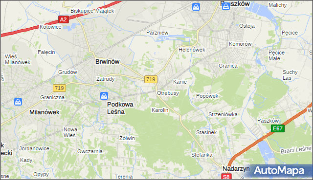 mapa Otrębusy, Otrębusy na mapie Targeo