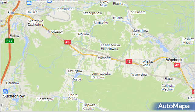 mapa Parszów, Parszów na mapie Targeo