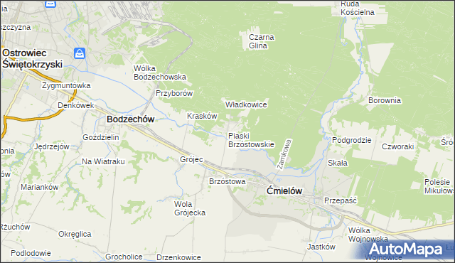 mapa Piaski Brzóstowskie, Piaski Brzóstowskie na mapie Targeo
