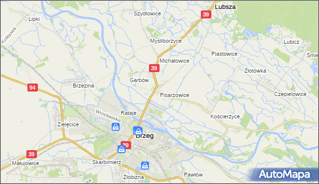 mapa Pisarzowice gmina Lubsza, Pisarzowice gmina Lubsza na mapie Targeo