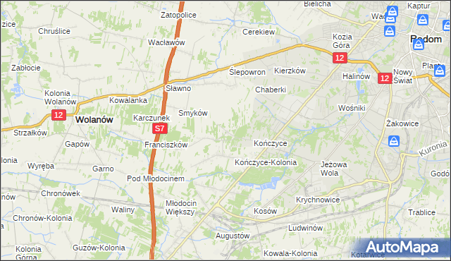 mapa Podkończyce, Podkończyce na mapie Targeo