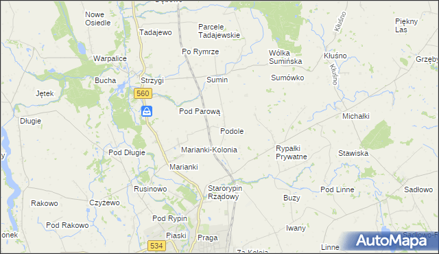mapa Podole gmina Rypin, Podole gmina Rypin na mapie Targeo