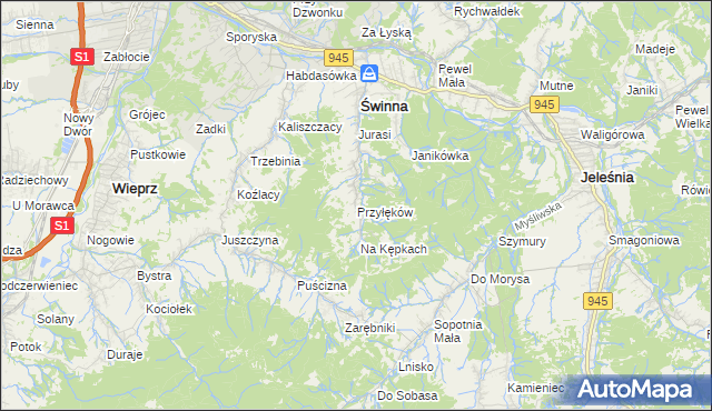 mapa Przyłęków, Przyłęków na mapie Targeo