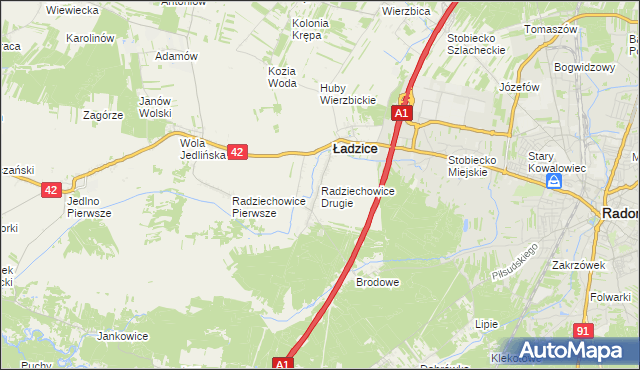 mapa Radziechowice Drugie, Radziechowice Drugie na mapie Targeo