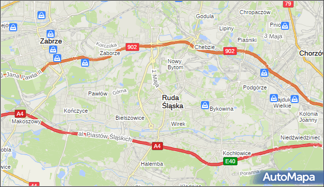 mapa Rudy Śląskiej, Ruda Śląska na mapie Targeo