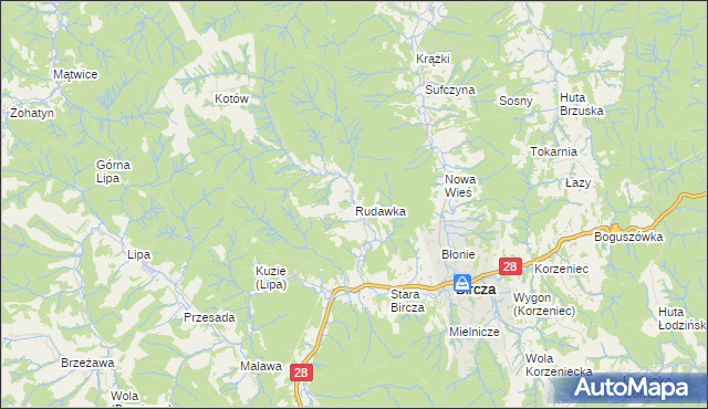 mapa Rudawka gmina Bircza, Rudawka gmina Bircza na mapie Targeo
