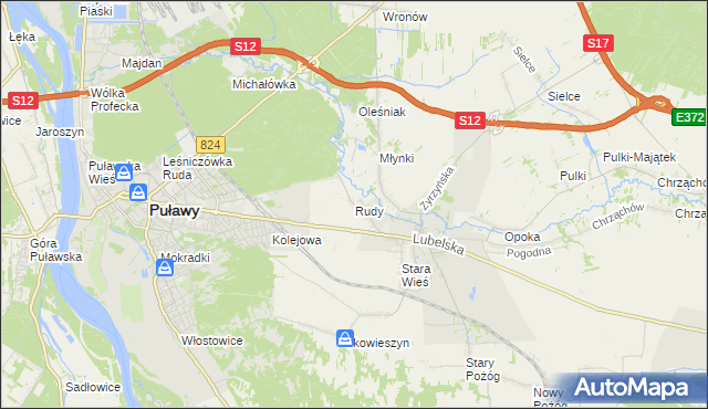 mapa Rudy gmina Końskowola, Rudy gmina Końskowola na mapie Targeo
